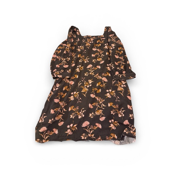 Garnet Hill Floral Long Sleeve Dress - Brown and Pink - Picture 2 of 7